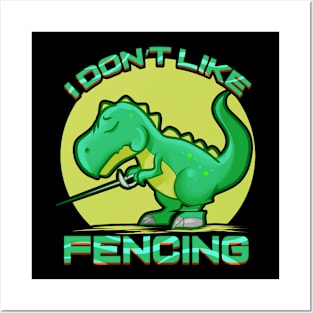 Dinosaur Fencer T-Rex Fencing Funny Sword Fighter Posters and Art